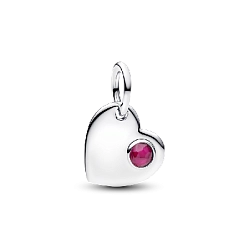 794295C07 Шарм «Сердце с красным камнем» для гравировки