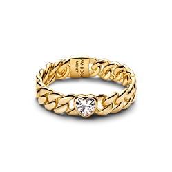 164386C01 Кольцо «Сердце и кубинское плетение»