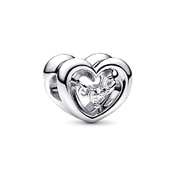 792493C01 Шарм «Сверкающее сердце с камнем»