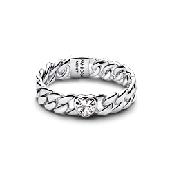 194386C01 Кольцо «Сердце и кубинское плетение»