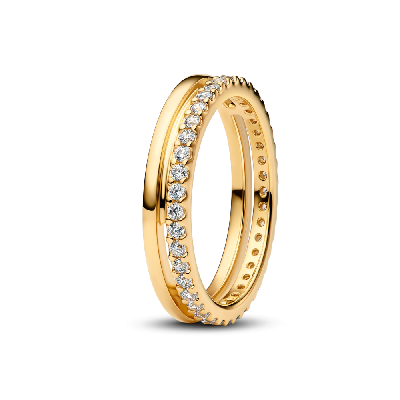 163799C01-52 Кольцо с позолотой, куб. оксид циркония